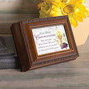 First Holy Communion Brown Rope Trim Tiny Square Keepsake Box
