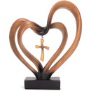 Dicksons It Takes Three Heart and Cross Brown 8.5 x 9.5 Resin Stone Pedestal Table Top Decoration