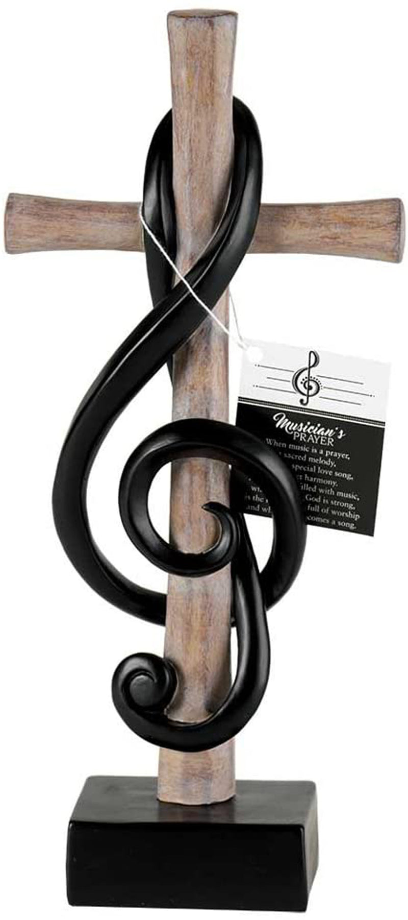 Dicksons Cross with Intertwined Treble Clef 5 x 12 Resin Stone Tabletop Figurine