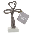 Dicksons The Reunion Heart Memorial Soft Chestnut Resin Stone Tabletop Cross Figurine