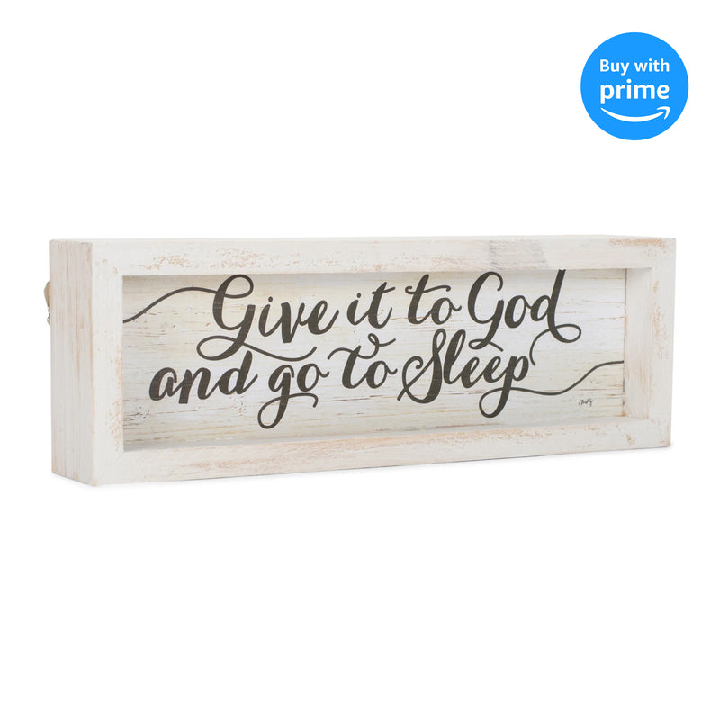Dicksons Give It to God Go to Sleep Whitewashed 10 x 3 Wood Tabletop Plaque