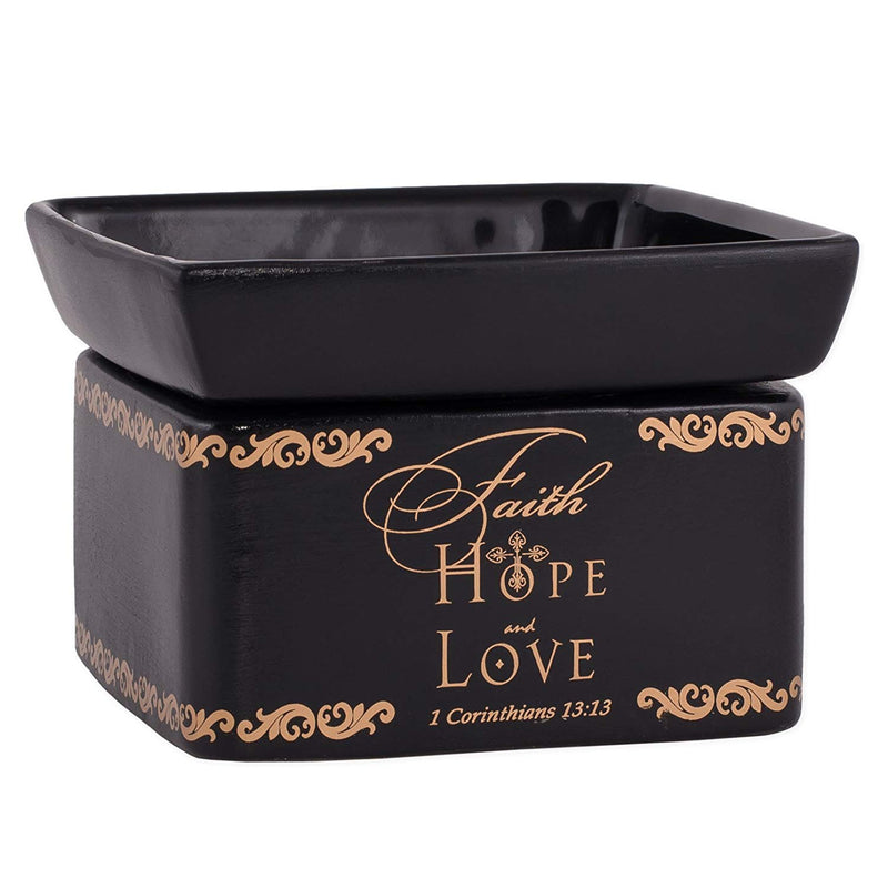 Front view of Faith Hope Love Electric 2 in 1 Jar Candle and Wax and Oil Warmer