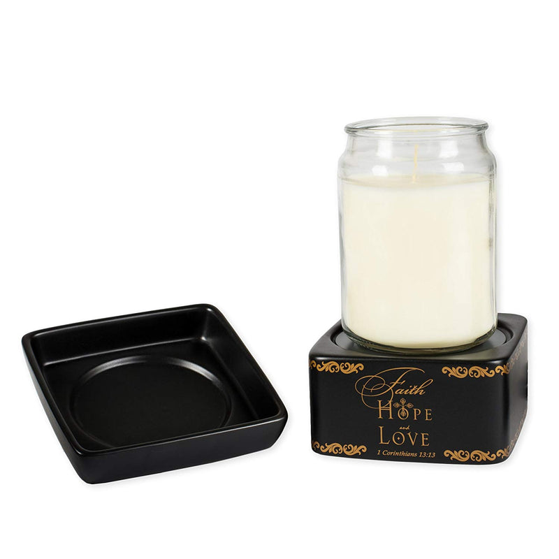 Faith Hope Love Ceramic Stoneware Electric 2 in 1 Jar Candle and Wax and Oil Warmer