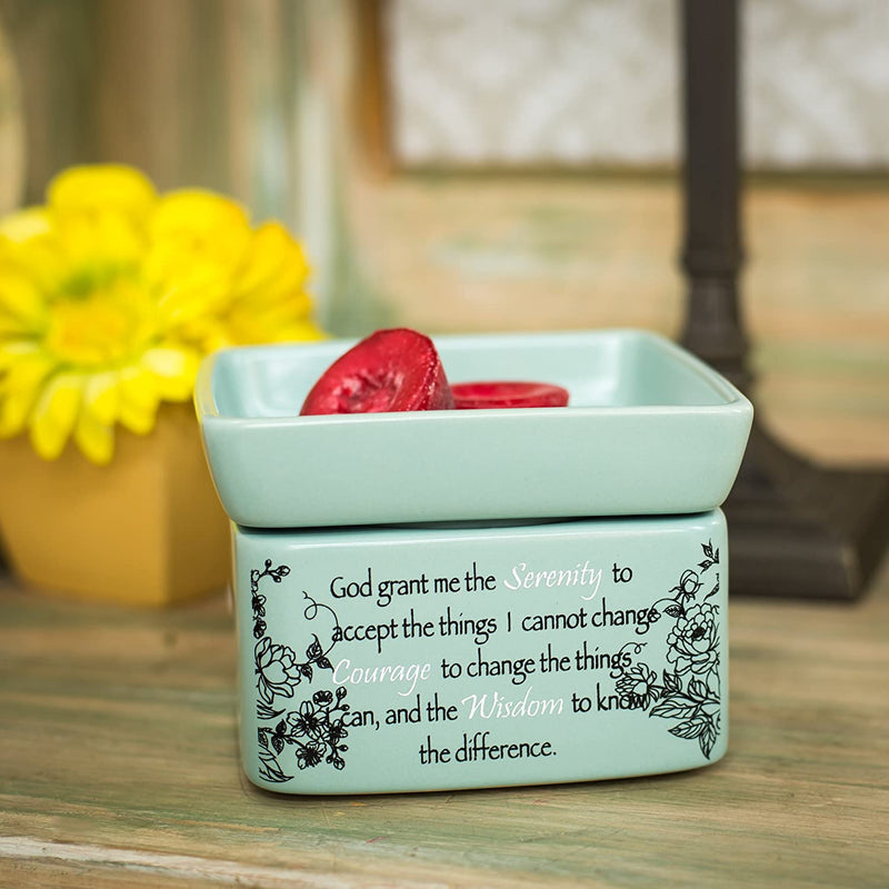 2 Pc Set Footprints in The Sand, Serenity Prayer Ceramic Stoneware 2-in-1 Tart Oil Wax Candle Warmers