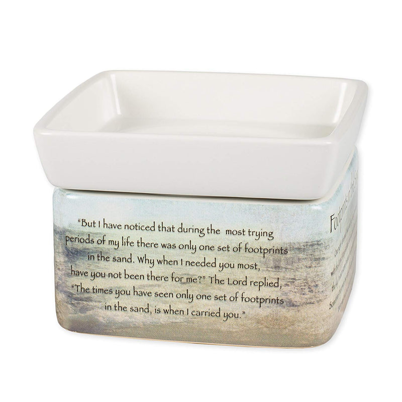 Footprints in the Sand Ceramic Stoneware Electric 2 in 1 Jar Candle and Wax and Oil Warmer