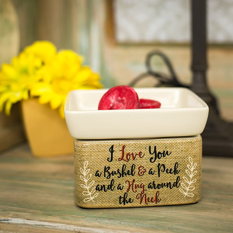 2 Pc Set Love You to the Moon and Back, Love You Bushel and a Peck Ceramic Stone 2-in-1 Tart Oil Wax Candle Warmers