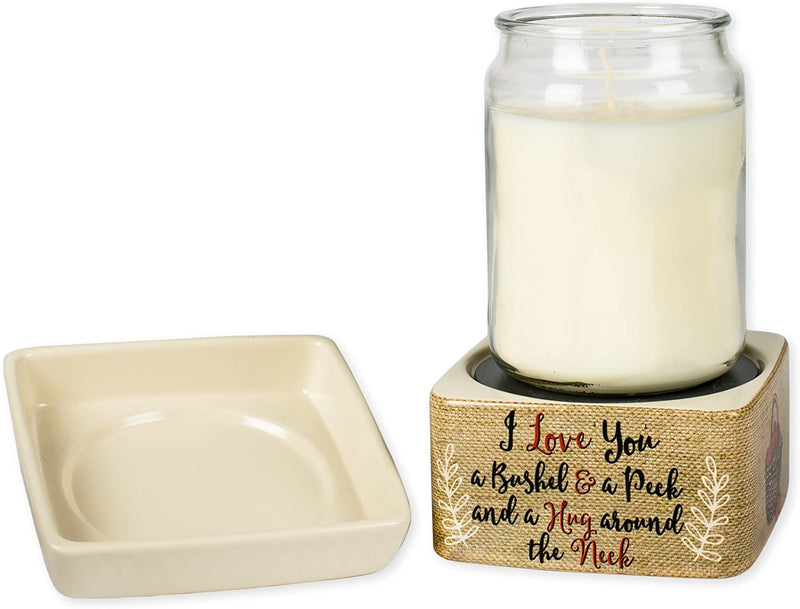 2 Pc Set Love You to the Moon and Back, Love You Bushel and a Peck Ceramic Stone 2-in-1 Tart Oil Wax Candle Warmers