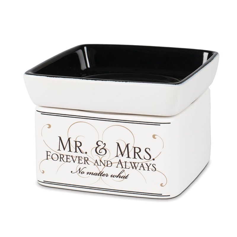 Front view of "Mr" & "Mrs" "Forever and Always" Electric 2 in 1 Jar Candle Wax Tart Oil Warmer