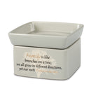 Front view of Family Tree "Family is like branches on a tree; we all grow in different directions, yet our roots remain as one" 2 in 1 Jar Candle and Wax and Oil Warmer