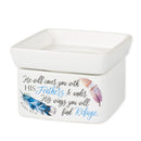 Refuge Under His Wings Feathers Stoneware Electric 2 in 1 Jar Candle and Wax Tart Oil Warmer