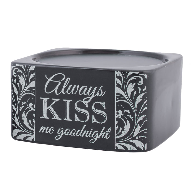 Always Kiss Me Goodnight Charcoal Grey Ceramic Stone 2-In-1 Jar Candle and Wax Tart Oil Warmer