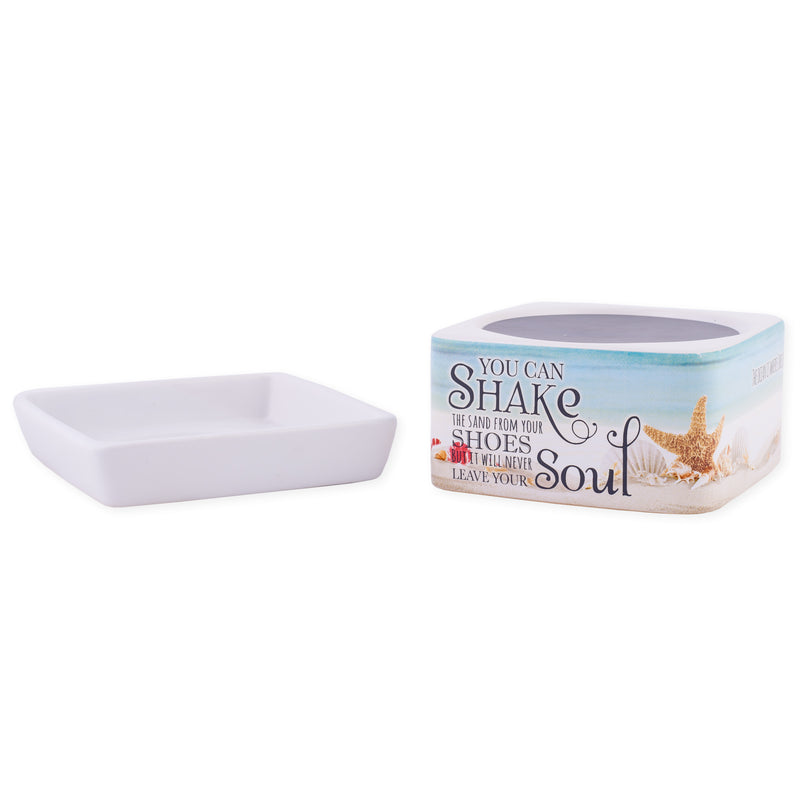 Shake Sand from Shoes Beach and Ocean Stoneware Electric 2-In-1 Jar Candle and Wax Tart Oil Warmer