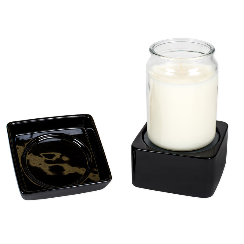 Black Candle Warmer Black Stoneware Electric 2-In-1 Jar Candle and Wax Tart Oil Warmer