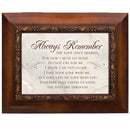 Top down view of Always Remember the Love Once Shared Woodgrain Embossed Ashes Bereavement Urn Box