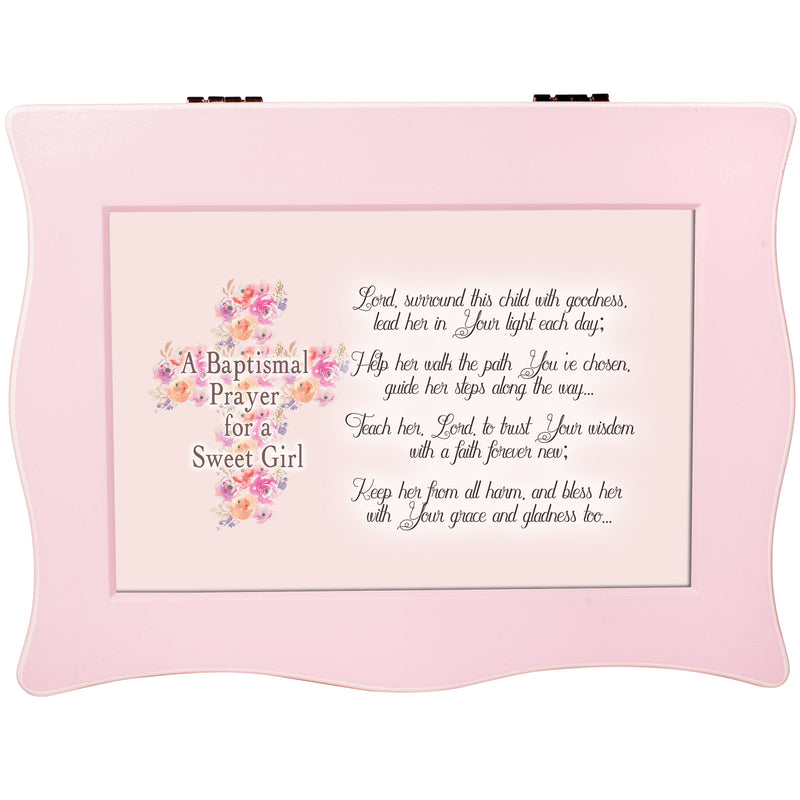 Baptism Prayer Sweet Girl Matte Pink Music Box Plays Jesus Loves Me