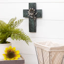 Dicksons Bless Our Family Floral Turquoise 10 Inch Decorative Wall Cross