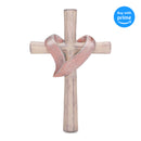 Cross with Heart Sash Distressed Patina Bronze Tone 6 x 11 Resin Stone Wall Sign Plaque