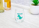 Wino-Saur Blue Dino 14 ounce Glass Stemless Wine Glass