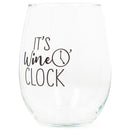 Its Wine Oclock Black 14 ounce Glass Stemless Wine Glass