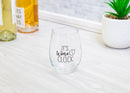 Its Wine Oclock Black 14 ounce Glass Stemless Wine Glass