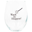 Front view of "Watch This Disappear" Magic Black Stemless Wine Glass
