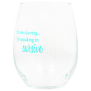 Not Slurring Speaking Cursive Teal 14 ounce Glass Stemless Wine Glass