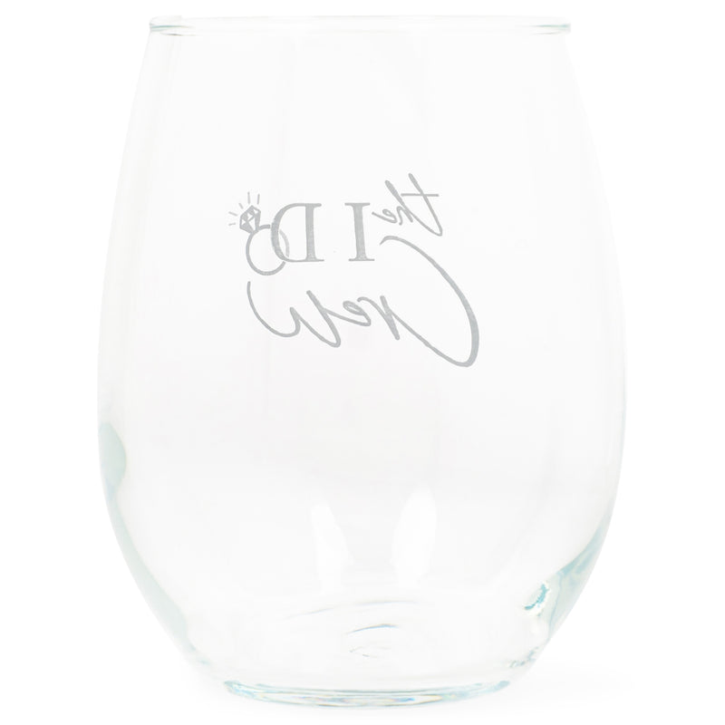 The I Do Crew Grey Ring 14 ounce Glass Stemless Wine Glass