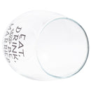 Eat Drink Be Married Black 14 ounce Glass Stemless Wine Glass