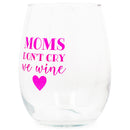 Dont Cry We Wine Dotted Pink 14 ounce Glass Stemless Wine Glass