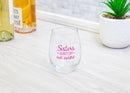 Sisters Dont Cry We Wine Pink 14 ounce Glass Stemless Wine Glass