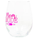 Mom Mode Off Dotted Pink 14 ounce Glass Stemless Wine Glass