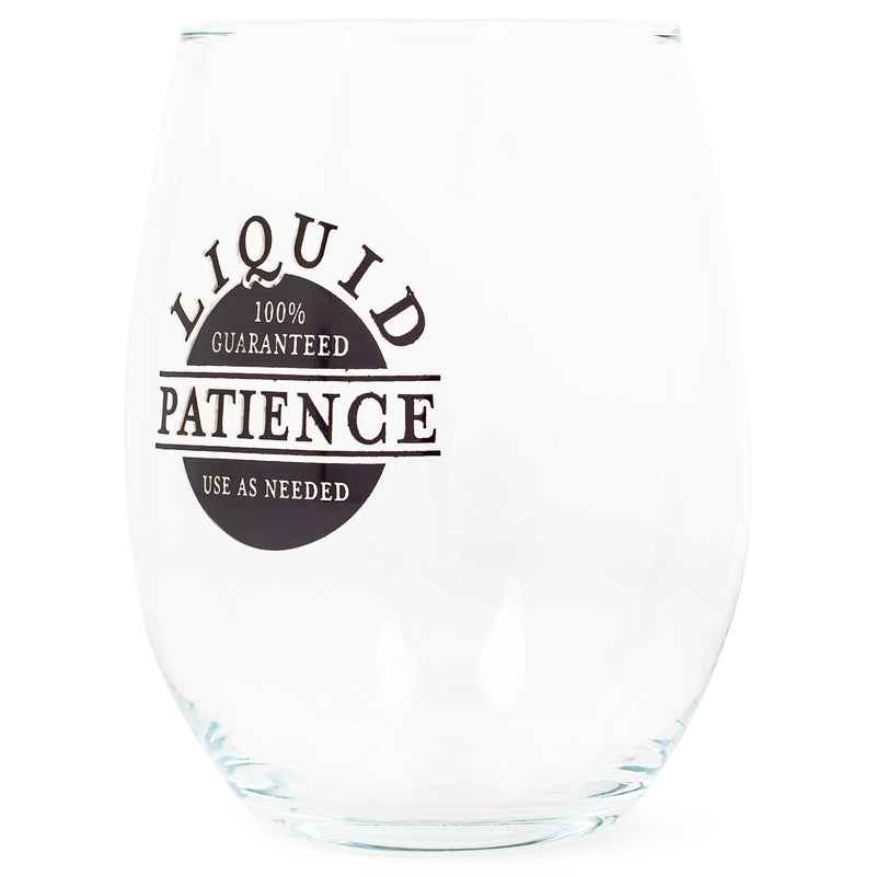 Liquid Patience Black 14 ounce Glass Stemless Wine Glass