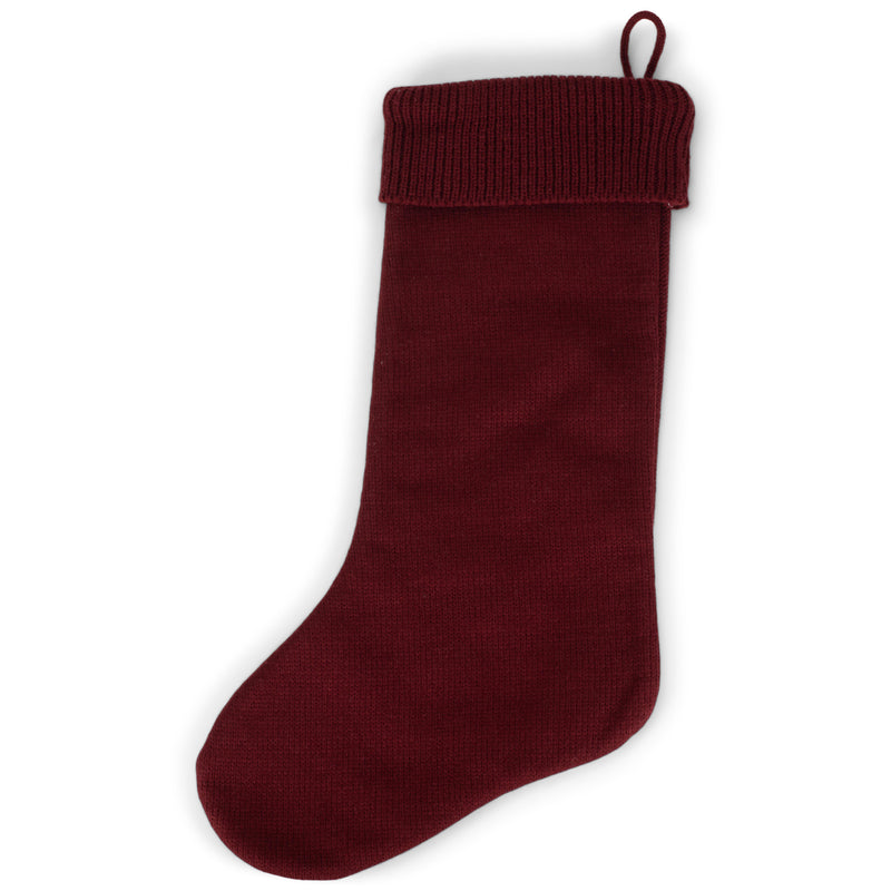 Cable Knit Sweater with Ribbed Cuff Christmas Stocking Decoration 18.5 inches long - Pack of 4 - Burgundy