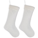 Cable Knit Sweater with Ribbed Cuff Christmas Stocking Decoration 18.5 inches long - Pack of 2 - White 