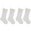Cable Knit Sweater with Ribbed Cuff Christmas Stocking Decoration 18.5 inches long - Pack of 4 - White 