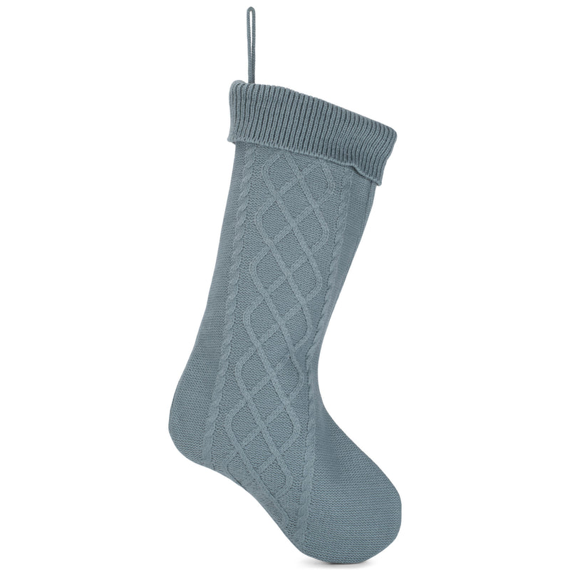 Elanze Designs Blue 18.5 inch Cable Knit Christmas Stocking With Ribbed Cuff