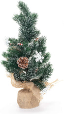 Large Candy Cane and Pinecone Burlap Base 18 inch Flocked Artificial Tree Decoration