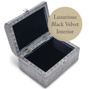 Cottage Garden Elephant Silver Tone Metal Stamped Round Top Trunk Keepsake Box