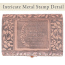 Cottage Garden Strength Copper Tone Metal Stamped Round Top Trunk Keepsake Box