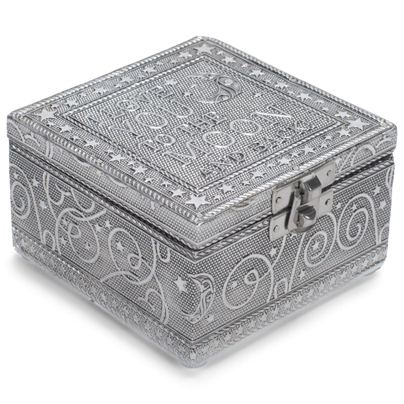 Cottage Garden I Love You to the Moon Silver Tone Metal Jewelry Keepsake Box