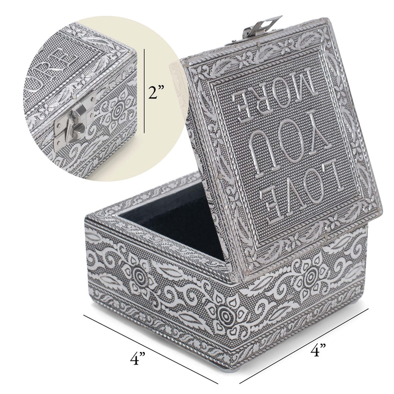 Cottage Garden Love You More Silver Color Metal Jewelry Keepsake Decorative Box