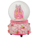 Front view of Pink Rose Ballerina Musical Snow Globe