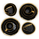 Elanze Designs Metallic Bubble Ceramic Dinnerware 16 Piece Set - Service for 4, Black Gold