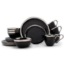 Elanze Designs Metallic Bubble Ceramic Dinnerware 16 Piece Set - Service for 4, Black Silver