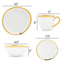 Elanze Designs Metallic Bubble Ceramic Dinnerware 16 Piece Set - Service for 4, White Gold