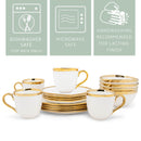 Elanze Designs Metallic Bubble Ceramic Dinnerware 16 Piece Set - Service for 4, White Gold