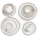Elanze Designs Metallic Bubble Ceramic Dinnerware 16 Piece Set - Service for 4, White Silver