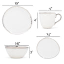Elanze Designs Metallic Bubble Ceramic Dinnerware 16 Piece Set - Service for 4, White Silver