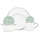 Elanze Designs Metallic Bubble Ceramic Dinnerware 16 Piece Set - Service for 4, White Silver