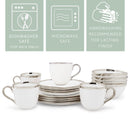 Elanze Designs Metallic Bubble Ceramic Dinnerware 16 Piece Set - Service for 4, White Silver